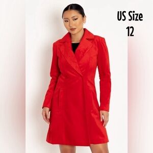 BLACKMILK RED VELVET COAT! Double Breasted Elegant Trench Tartan Plaid Lining